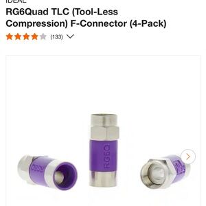 RG6Quad TLC‎ (Tool-Less
Compression) F-Connector (4-Pack)